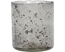 Clayre & Eef Theelichthouder Ø 10x12 cm Grijs Glas