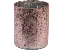 Clayre & Eef Theelichthouder Ø 13x15 cm Roze Glas