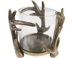 Clayre & Eef Theelichthouder Ø 14x13 cm Goudkleurig Aluminium Waxinelichthouder