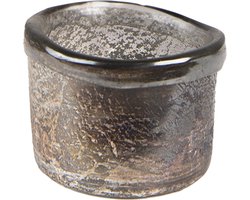 Clayre & Eef Theelichthouder Ø 8x6 cm Bruin Glas