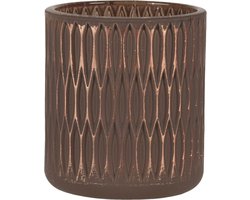 Clayre & Eef Theelichthouder Ø 8x9 cm Bruin Glas