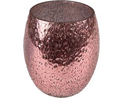 Clayre & Eef Theelichthouder Ø 8x9 cm Roze Glas
