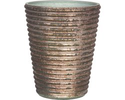 Clayre & Eef Theelichthouder Ø 9x11 cm Koperkleurig Glas