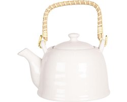 Clayre & Eef Theepot met Filter 600 ml Wit Porselein