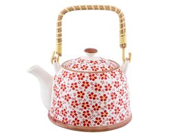 Clayre & Eef Theepot met Filter 700 ml Rood Keramiek Bloemen