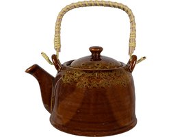 Clayre & Eef Theepot met Filter 750 ml Bruin Geel Keramiek Theekan