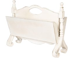 Clayre & Eef Tijdschriftenhouder 55x25x44 cm Wit Hout