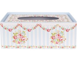 Clayre & Eef Tissue Box 23x13x10 cm Blauw Aluminium