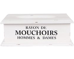 Clayre & Eef Tissue Box 28x16x10 cm Wit Hout