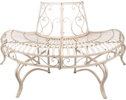 Clayre & Eef Tuinbank 139x49x78 cm Wit Ijzer Bank Buiten
