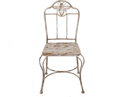Clayre & Eef Tuinstoel 47x47x91 cm Wit Bruin IJzer