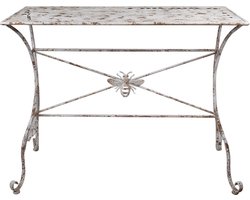 Clayre & Eef Tuintafel 112x50x86 cm Wit Bruin Metaal Bij