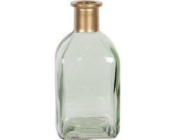 Clayre & Eef Vaas 6* 6*13 cm Groen Glas Vierkant Glazen Vaas Bloempot Binnen