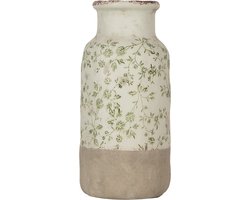 Clayre & Eef Vaas Ø 15x32 cm Groen Keramiek Bloemen