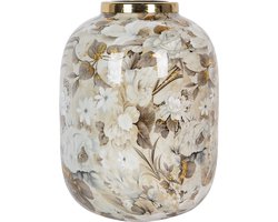 Clayre & Eef Vaas Ø 17x22 cm Beige Bruin Metaal Bloemen