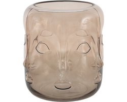 Clayre & Eef Vaas Ø 18x21 cm Bruin Glas Bloempot Binnen
