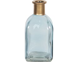 Clayre & Eef Vaas  Ø 6*13 cm Blauw Glas Vierkant Glazen Vaas Bloempot Binnen
