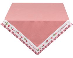 Clayre & Eef Vierkant Tafelkleed 100*100 cm Rood Katoen radijs Tafellaken Tafellinnen Tafeltextiel