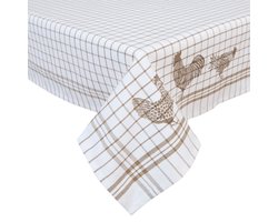 Clayre & Eef Vierkant Tafelkleed CSC01N 100*100 cm - Natuur 100 % katoen Tafellaken Tafellinnen Tafeltextiel