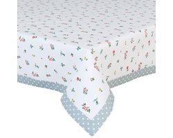 Clayre & Eef Vierkant Tafelkleed ISL15 150*150 cm - Natuur 100 % katoen Tafellaken Tafellinnen Tafeltextiel