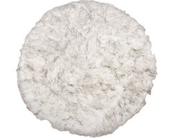 Clayre & Eef Vloerkleed Ø 100 cm Wit Grijs Polyester