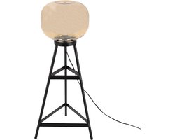 Clayre & Eef Vloerlamp 37x37x72 cm Zwart Bruin Ijzer Glas Staande Lamp