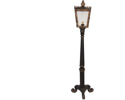 Clayre & Eef Vloerlamp 44x40x172 cm Zwart Goudkleurig Hout Ijzer Staande Lamp