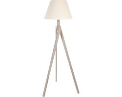 Clayre & Eef Vloerlamp 45x45x152 cm Beige Hout Textiel Rechthoek Staande Lamp