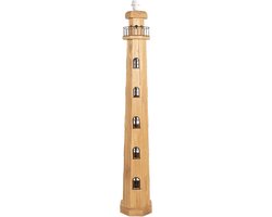 Clayre & Eef Vloerlamp Vuurtoren 23x23x140 cm Bruin Hout Rechthoek Staande Lamp