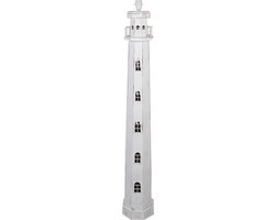Clayre & Eef Vloerlamp Vuurtoren 23x23x140 cm Wit Hout