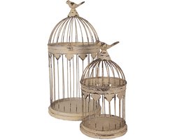 Clayre & Eef Vogelkooi Decoratie Set van 2 Bruin Metaal
