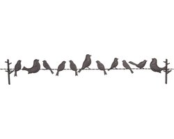 Clayre & Eef Wanddecoratie 104x15 cm Bruin Ijzer Vogels Muurdecoratie