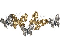 Clayre & Eef Wanddecoratie 124x6x51 cm Goudkleurig Metaal Rechthoek Vlinder Muurdecoratie