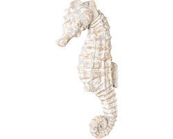 Clayre & Eef Wanddecoratie 16x44x83 cm Wit Keramiek Rechthoek Zeepaard Muurdecoratie