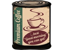 Clayre & Eef Wanddecoratie 20x26 cm Beige Groen Ijzer Premium Coffee …best good morning you can get! Muurdecoratie