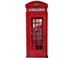 Clayre & Eef Wanddecoratie 30x75 cm Rood Wit Ijzer Telephone Muurdecoratie