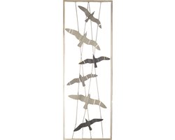 Clayre & Eef Wanddecoratie 5Y0478 31*90*4 cm Meerkleurig Metaal Rechthoek Vogels Muurdecoratie Wandversiering