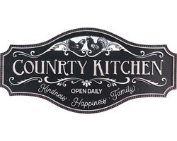 Clayre & Eef Wanddecoratie 60x30 cm Zwart Ijzer Kippen Country kitchen Muurdecoratie