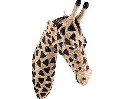 Clayre & Eef Wanddecoratie Giraf 43 cm Bruin Zwart Papier Ijzer Textiel Muurdecoratie