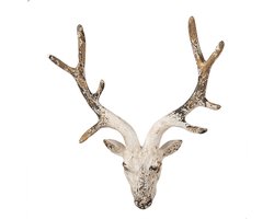 Clayre & Eef Wanddecoratie Hert 33x14x43 cm Beige Kunststof