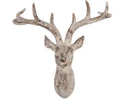 Clayre & Eef Wanddecoratie Hert 33x16x37 cm Beige Kunststof