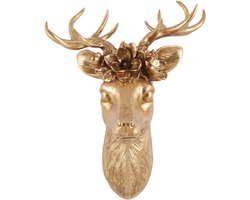 Clayre & Eef Wanddecoratie Hert Goudkleurig Kunststof