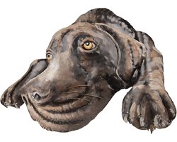 Clayre & Eef Wanddecoratie Hond 70*52 cm Bruin Ijzer Muurdecoratie Wandversiering
