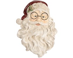 Clayre & Eef Wanddecoratie Kerstman 23x5x31 cm Wit Polyresin