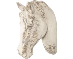 Clayre & Eef Wanddecoratie Paard 32x16x45 cm Wit Kunststof