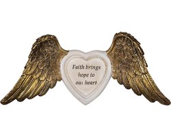 Clayre & Eef Wanddecoratie Vleugels 10 cm Goudkleurig Polyresin