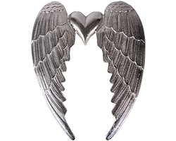 Clayre & Eef Wanddecoratie Vleugels 38x3x46 cm Zilverkleurig Aluminium