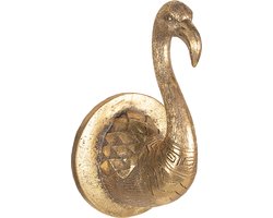 Clayre & Eef Wanddecoratie Vogel 9x10x16 cm Goudkleurig Kunststof Muurdecoratie
