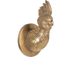 Clayre & Eef Wanddecoratie Vogel 9x9x15 cm Goudkleurig Kunststof Muurdecoratie