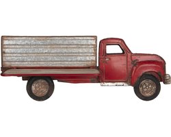 Clayre & Eef | Wanddecoratie vrachtauto 70*27*13 cm | Rood | MDF / ijzer | Pick-up truck | 5Y0519